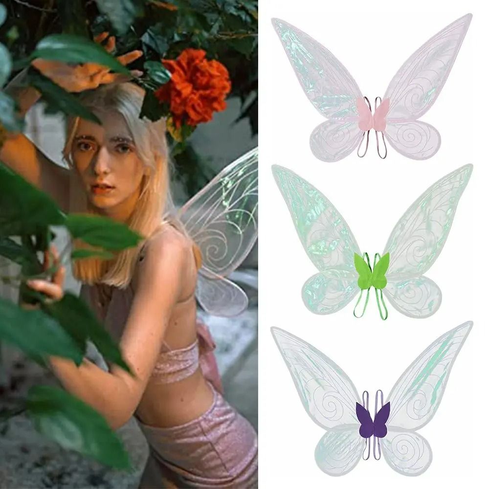 Schmetterling Feenflügel Kostüm Damen | Glitzernde Organza Flügel mit Drahtrahmen | Elastische Trägergurte für Cosplay & Halloween 1