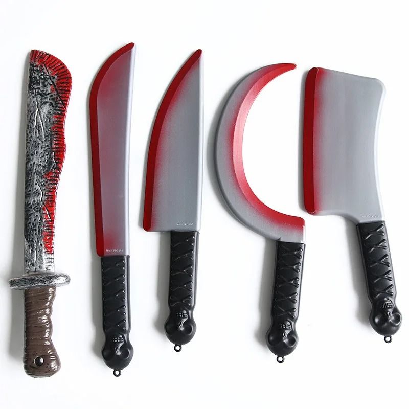 Blutiges Fake Messer Requisite Halloween | Realistische Blutspritzer Optik | Sicheres Kunststoff Deko-Messer für Kostüm & Party 6