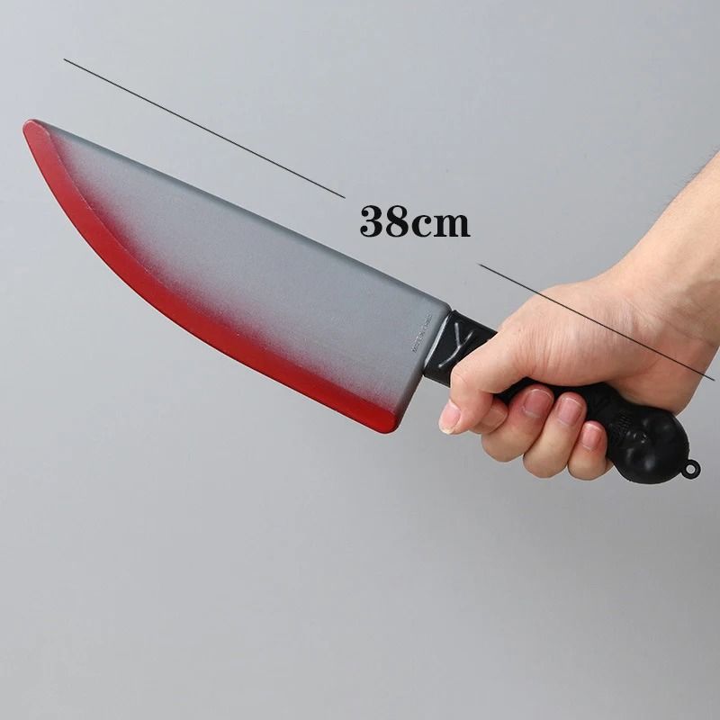 Blutiges Fake Messer Requisite Halloween | Realistische Blutspritzer Optik | Sicheres Kunststoff Deko-Messer für Kostüm & Party 8