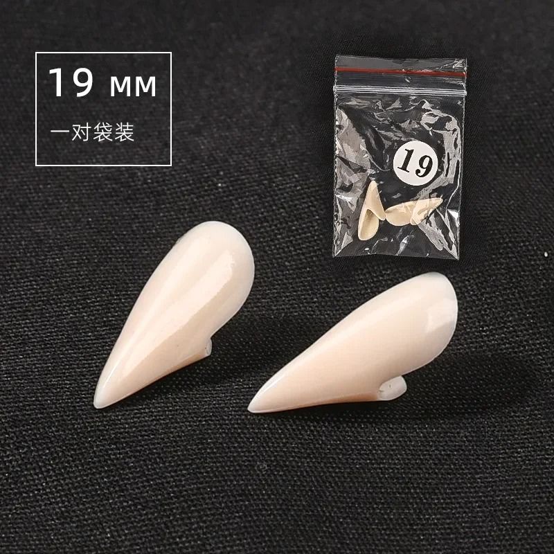 Vampirzähne Set Halloween | 5 Paar Fangs mit Thermo-Kleber, 4 Größen | Dentalharz, wiederverwendbar ohne Kleberreste