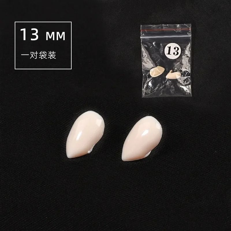 Vampirzähne Set Halloween | 5 Paar Fangs mit Thermo-Kleber, 4 Größen | Dentalharz, wiederverwendbar ohne Kleberreste