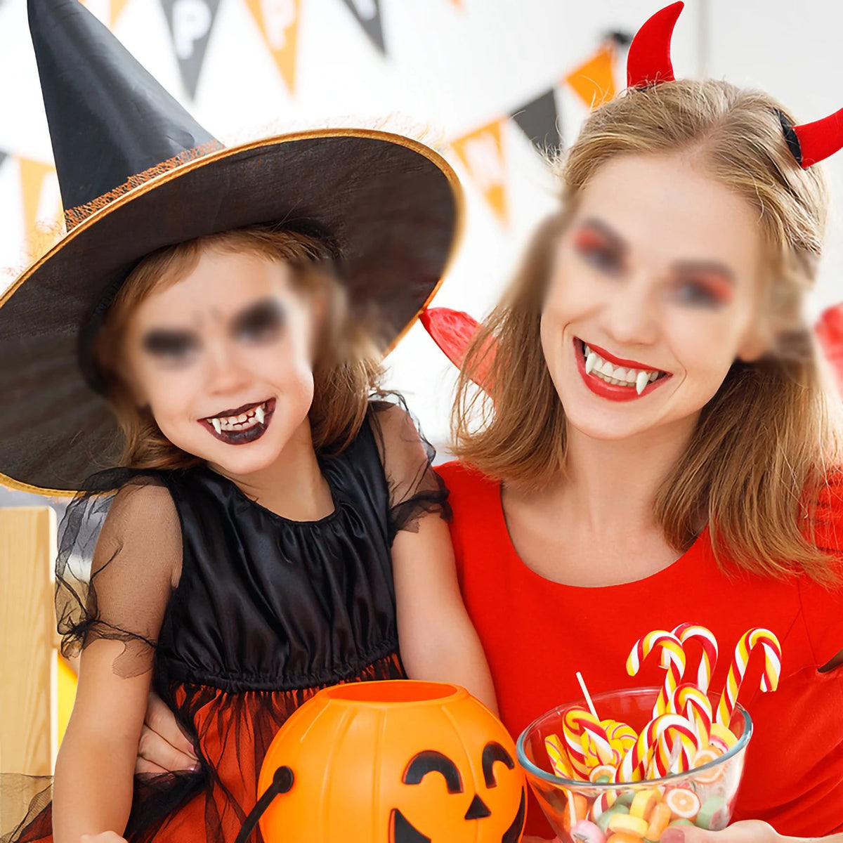 Vampirzähne Kostüm-Set Halloween | Realistische Fangzähne aus Kunstharz | Für Cosplay, Gothic- und Horrorkostüme 1