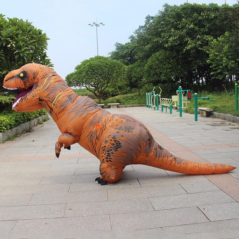 Aufblasbares Dinosaurier T-Rex Kostüm | Inkl. Ventilator, Batteriebox und Handschuhe | Leichtes Polyester-Material 3