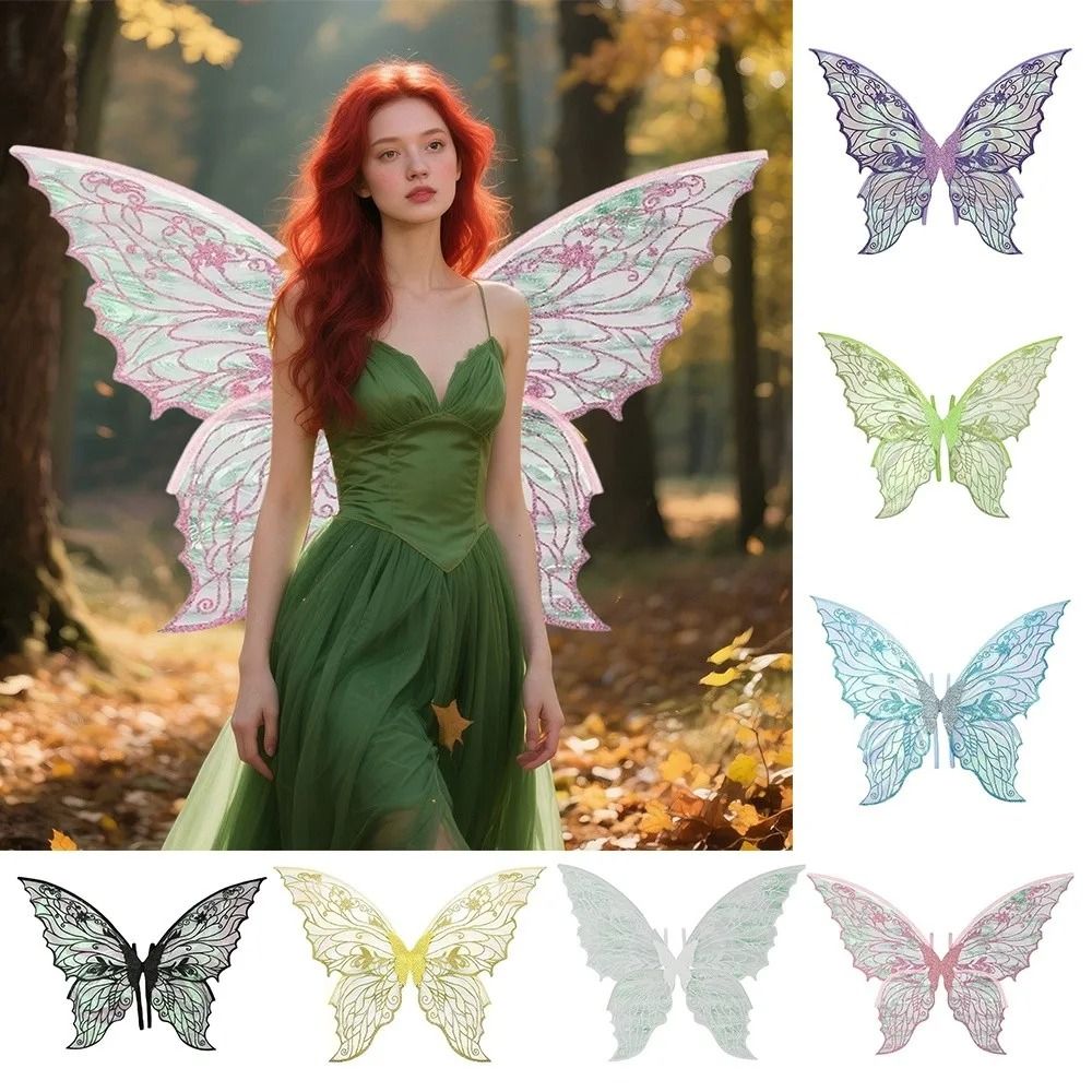 Feenflügel aus Organza | Glitzernd für Fasching, Halloween und Cosplay | Leicht, transparent und schmetterlingsförmig 10