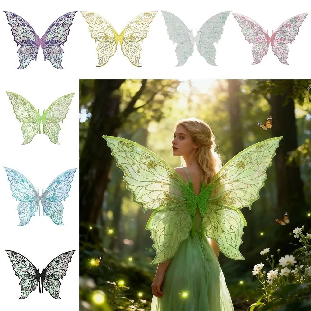 Feenflügel aus Organza | Glitzernd für Fasching, Halloween und Cosplay | Leicht, transparent und schmetterlingsförmig 11
