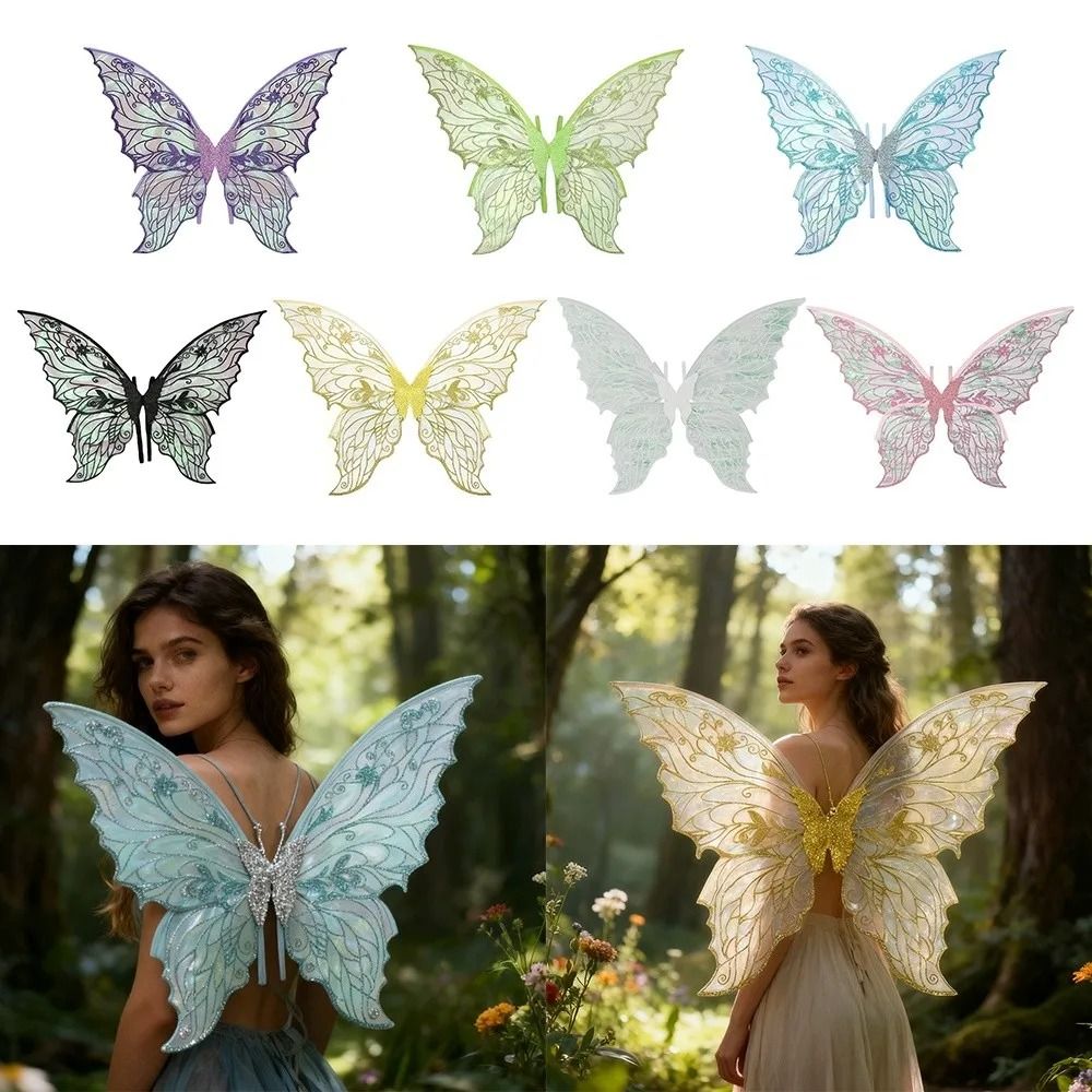 Feenflügel aus Organza | Glitzernd für Fasching, Halloween und Cosplay | Leicht, transparent und schmetterlingsförmig 12