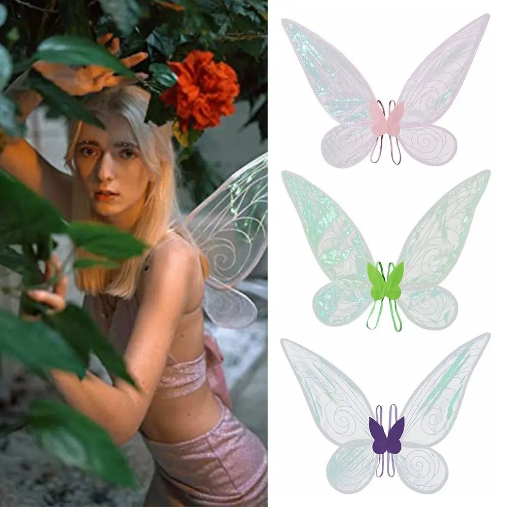 Feenflügel Kostüm für Damen | Biegbarer Drahtrahmen mit Glitzer-Organza | Leichtes Nylon für Cosplay & Halloween 3