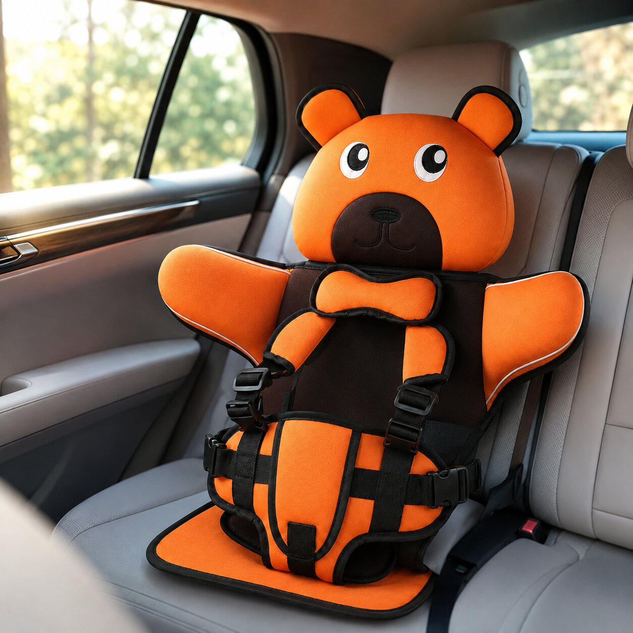 Kinder Autositzkissen | Bärendesign | Verstellbares Gurtsystem | SnugBear