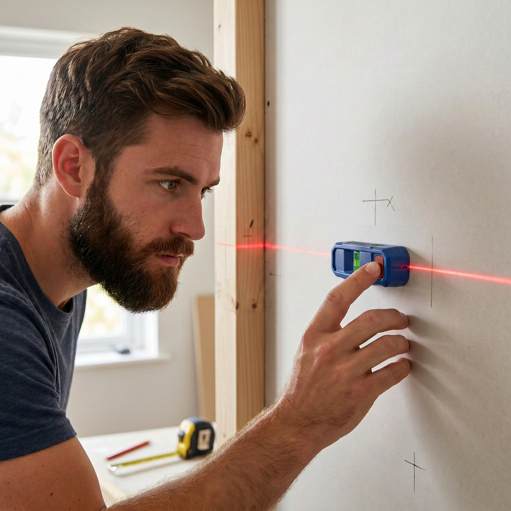 3-in-1 Laserwasserwaage mit Balkensucher | Magnetisch & Kompakt | Präzises Ausrichten, Bohren & Montieren ohne Fehler 1