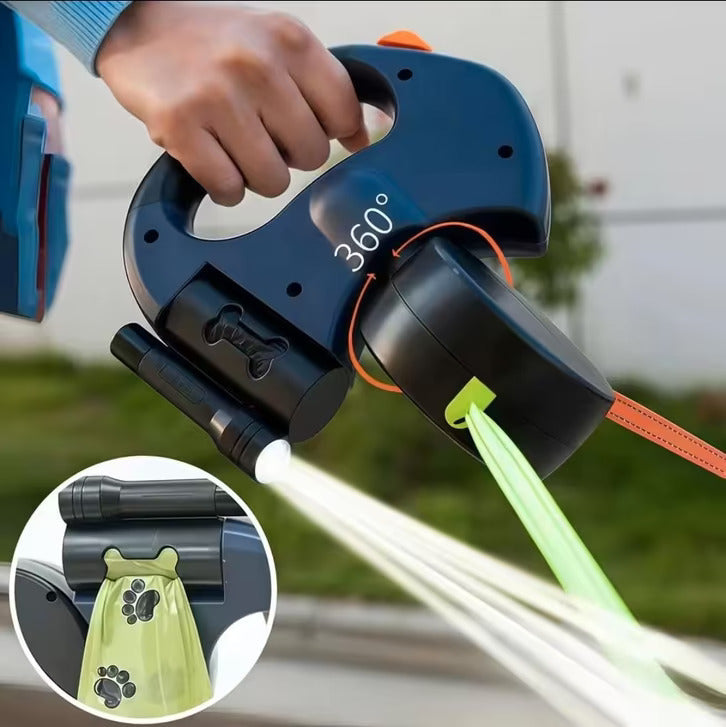 Doppelleine für Hunde mit LED-Licht | 360° Anti-Tangle-System, 3 m einziehbar pro Seite | Reflektierend für mehr Sicherheit 1