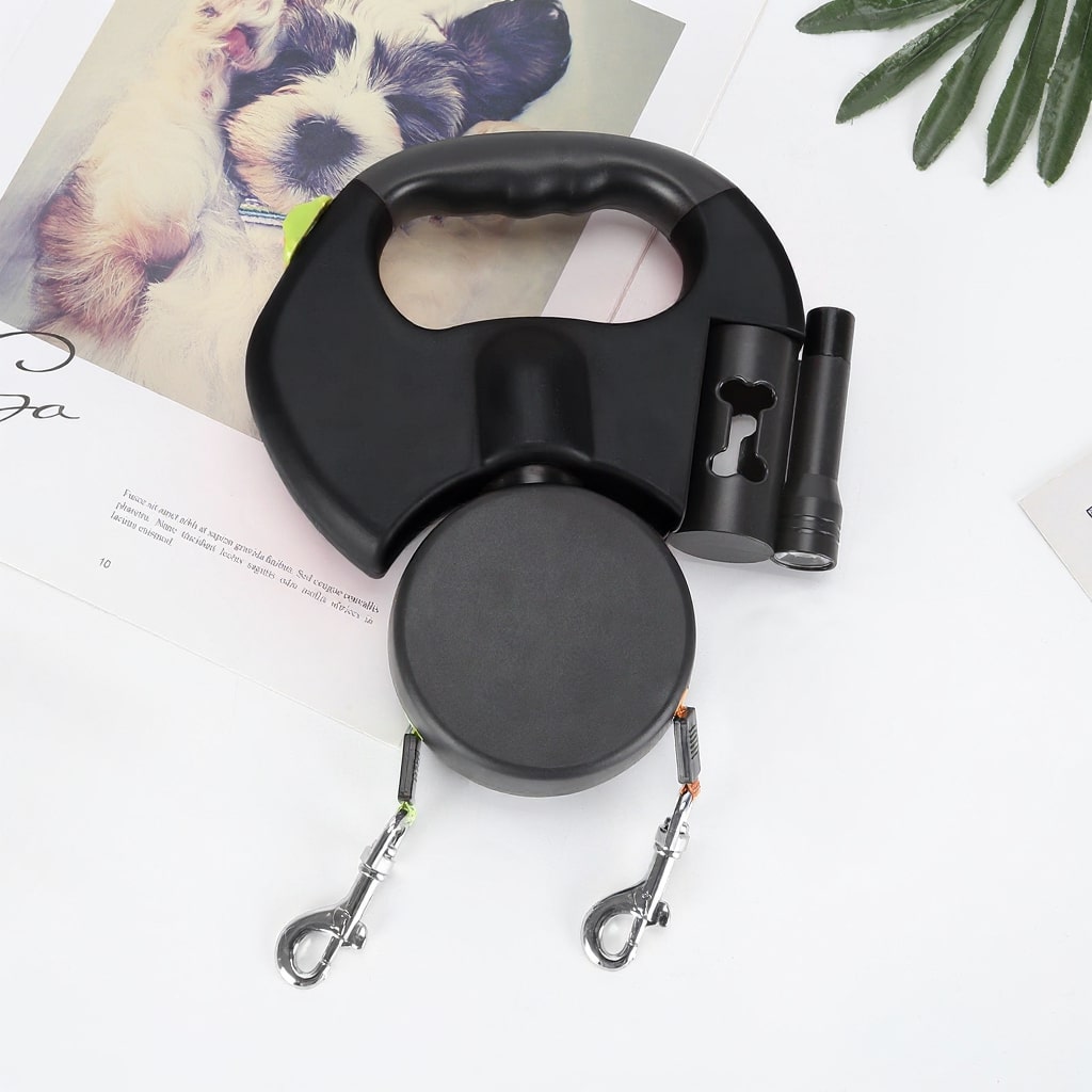 Doppelleine für Hunde mit LED-Licht | 360° Anti-Tangle-System, 3 m einziehbar pro Seite | Reflektierend für mehr Sicherheit 8
