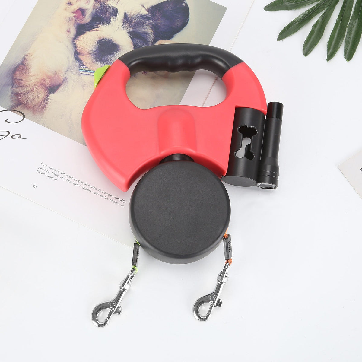 Doppelleine für Hunde mit LED-Licht | 360° Anti-Tangle-System, 3 m einziehbar pro Seite | Reflektierend für mehr Sicherheit 10