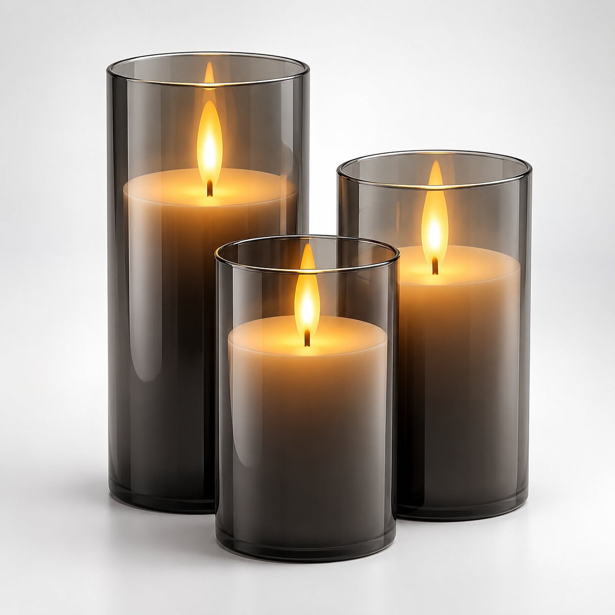 3er Set LED Kerzen aus Echtwachs mit Fernbedienung | Timer & Dimmer Funktion | Flackerndes Licht ohne offene Flamme 1