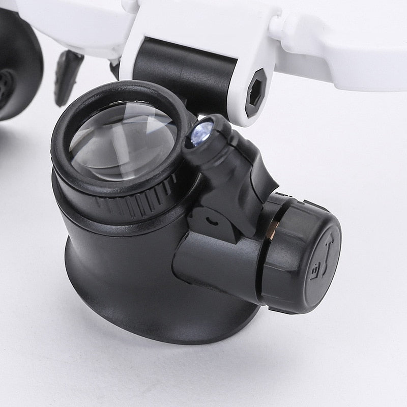 Lupenbrille mit LED-Licht | 8x, 15x & 23x Vergrößerung, Wechselobjektive | Präzise Sicht für feine Detailarbeiten 5