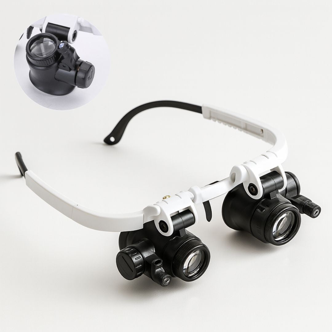 Lupenbrille mit LED-Licht | 8x, 15x & 23x Vergrößerung, Wechselobjektive | Präzise Sicht für feine Detailarbeiten 1