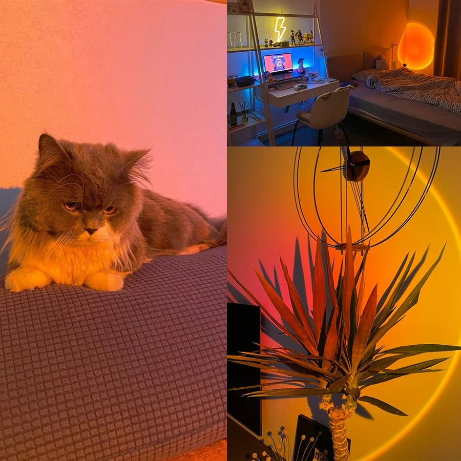LED projektorová stolní lampa Západ slunce | 16 barev světla pro vytvoření atmosféry | S dálkovým ovládáním | AuraCast