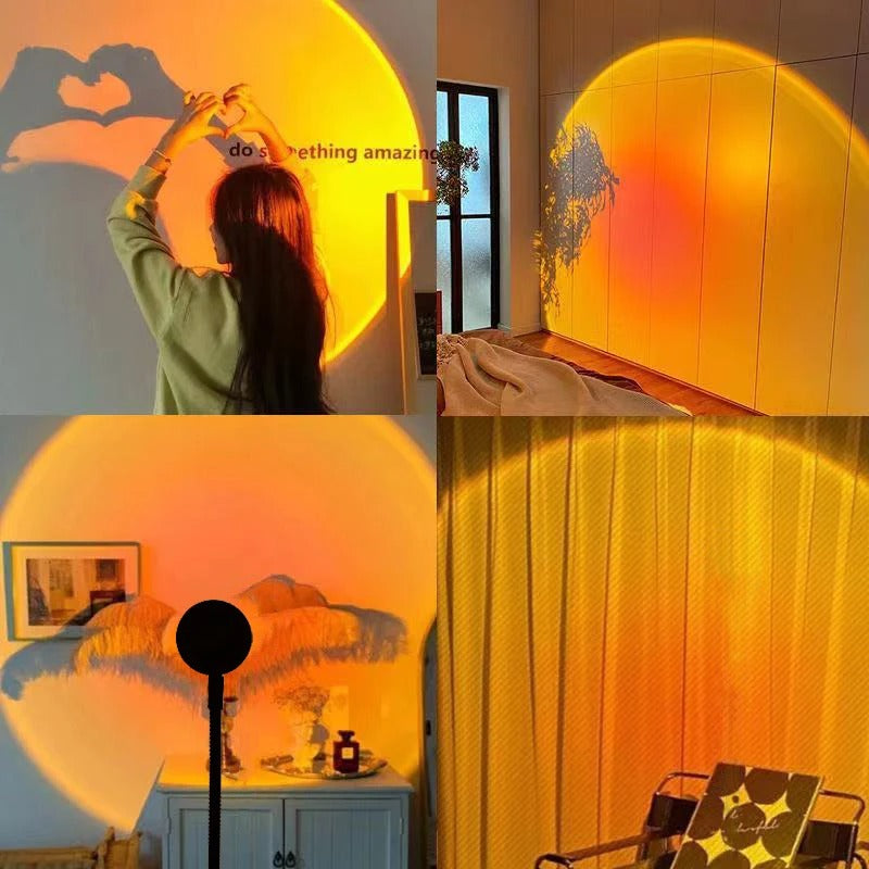 LED projektorová stolní lampa Západ slunce | 16 barev světla pro vytvoření atmosféry | S dálkovým ovládáním | AuraCast