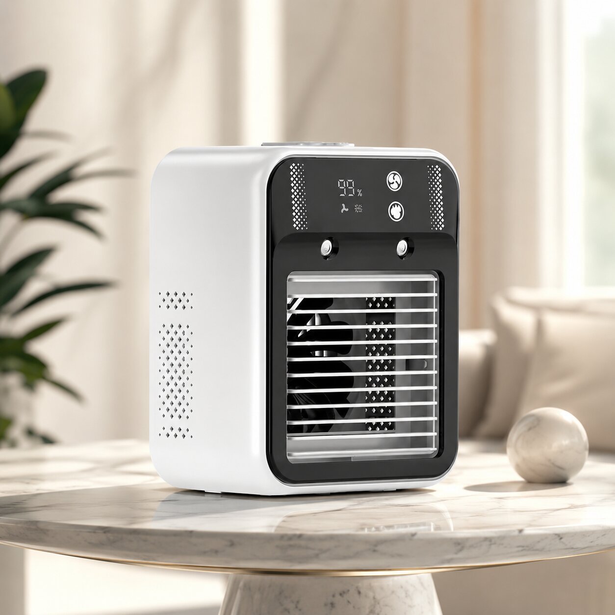 Mobilní ochlazovač vzduchu ventilátor Brisenlux | Sprejová mlha & USB-C | Bezdrátový se 3 rychlostmi větráku | Coolvento