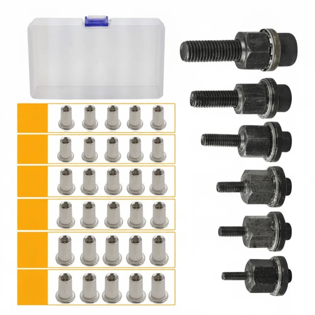 Kit d’écrous à sertir | M3–M10 avec têtes de vis et boîte | Pour métal, bois et plastique | FixThread