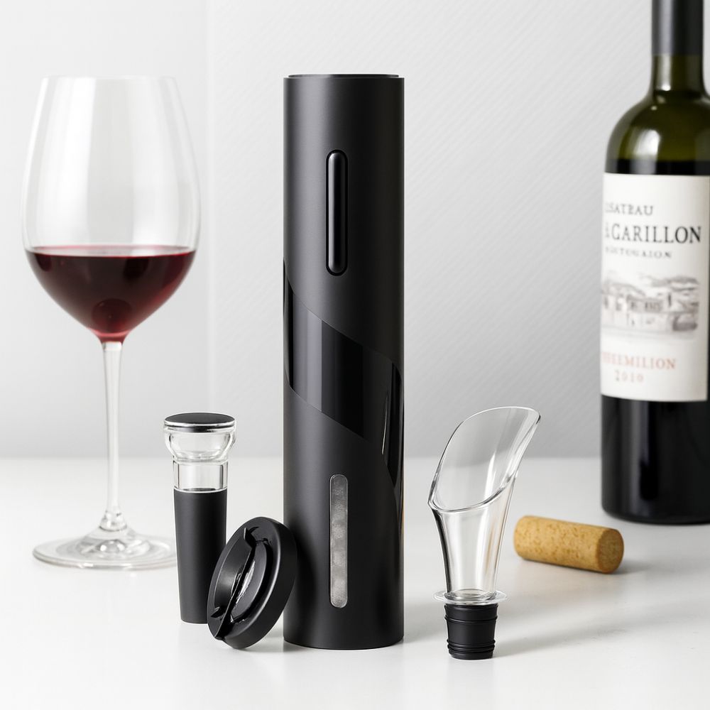 Elektrischer Weinöffner Set mit LED-Beleuchtung | Folienschneider & Bierflaschenöffner | Öffnet bis zu 100 Flaschen 6