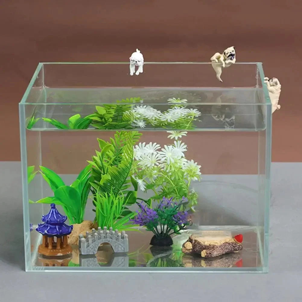Aquarium Deko Figur Hund aus Harz | Cartoon Design zum Aufhängen am Beckenrand | Fallfest und als Geschenk geeignet 3