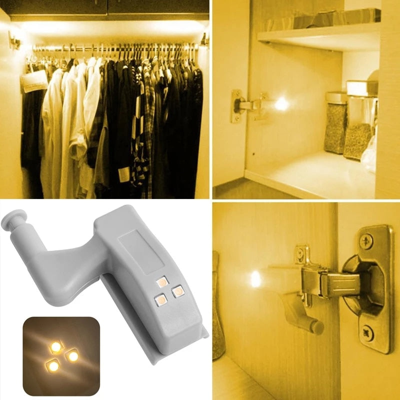 LED Scharnier Sensorlampe Schrank 10er Set | Automatisches Ein-/Aus, ABS-Gehäuse | Batteriebetrieben, kabellos 5