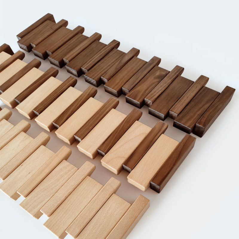 Wandgarderobe aus Holz mit einklappbaren Haken | Klaviertasten-Design, 4-12 Haken | Platzsparend, aus Buchen- und Kiefernholz 3
