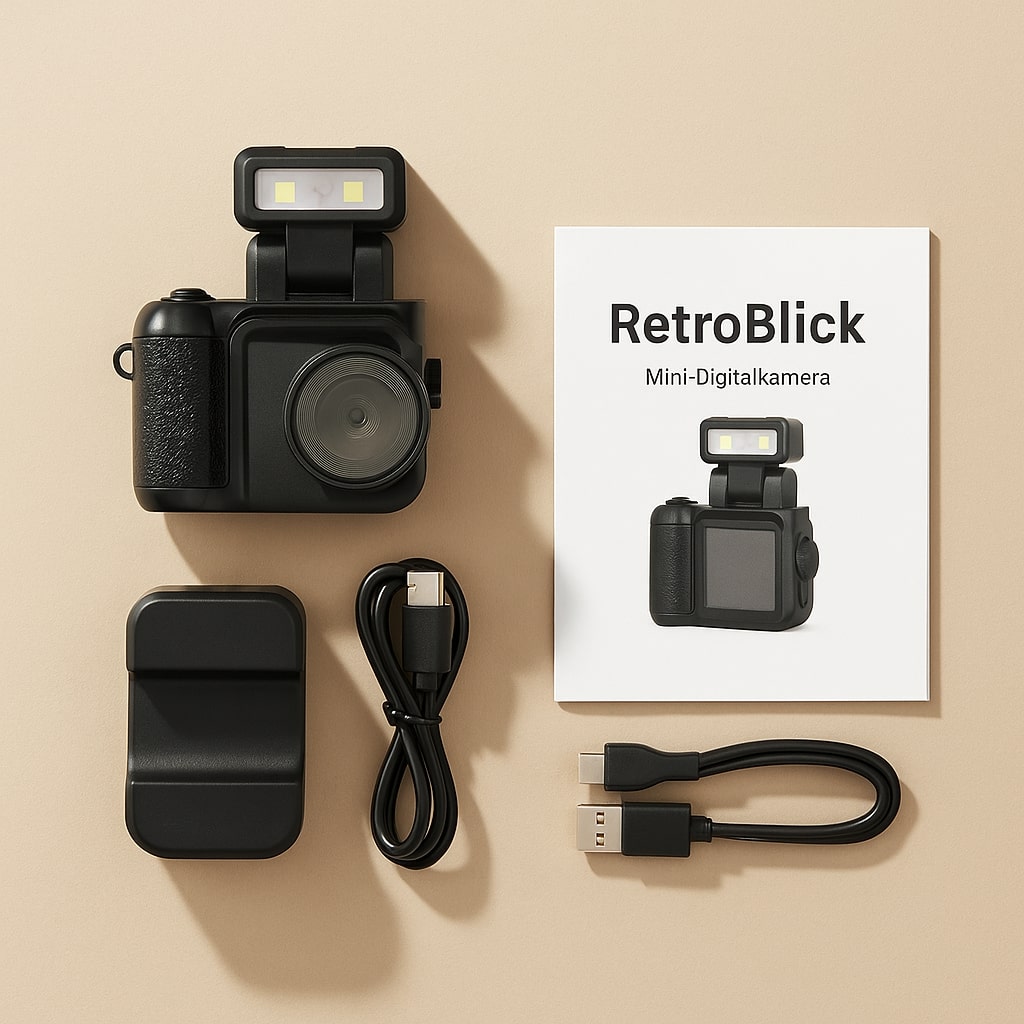 Mini Digitalkamera im Retro-Design | 1080p HD Auflösung mit Farbdisplay | Bis zu 600 Minuten Akkulaufzeit und USB-Aufladung 10