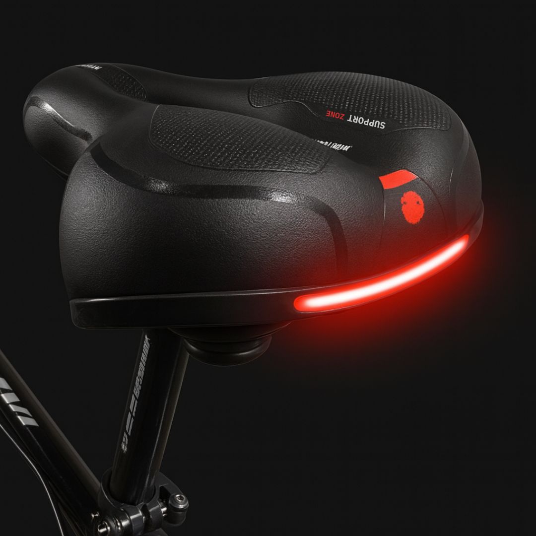 Mukava polkupyörän satula | LED-takavalolla | pehmustettu ja jousitettu | ComfyCycle