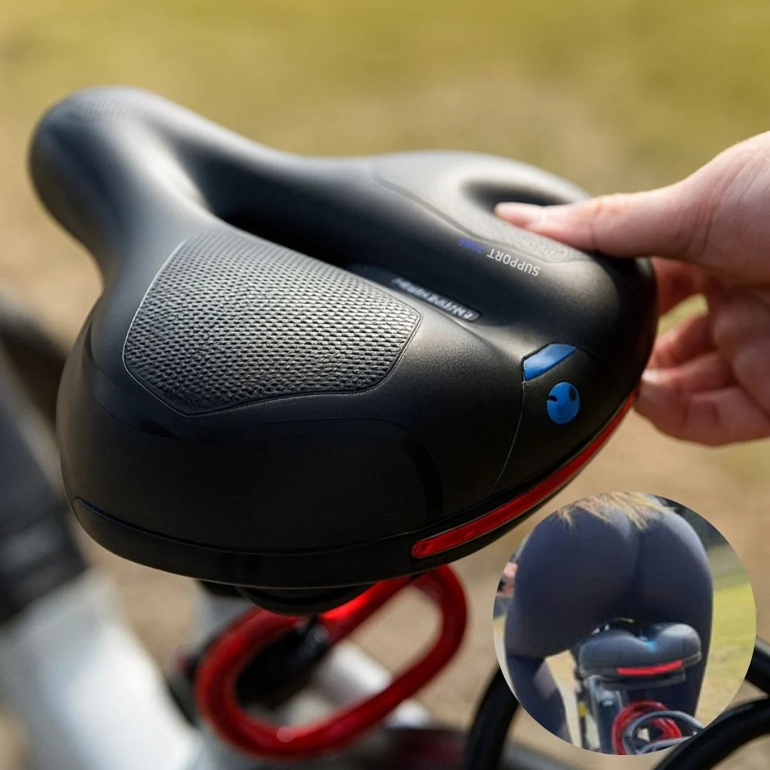 Mukava polkupyörän satula | LED-takavalolla | pehmustettu ja jousitettu | ComfyCycle