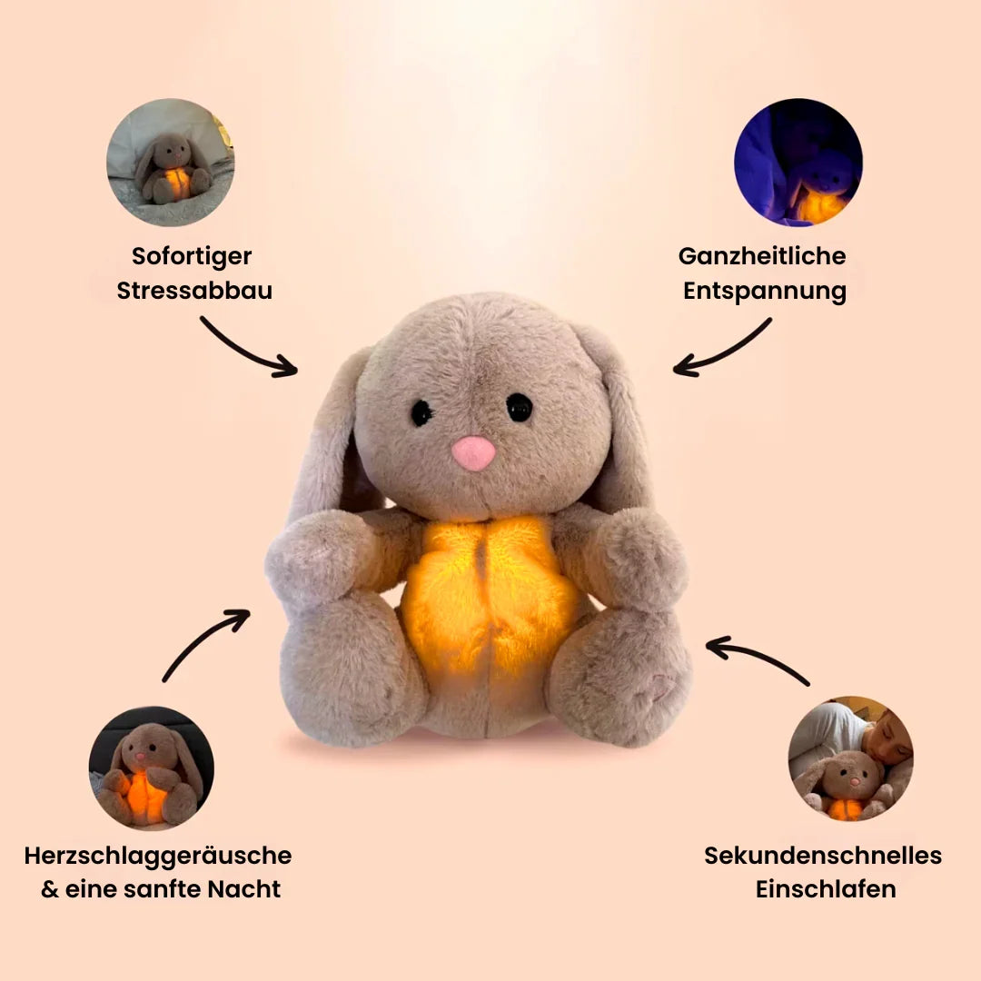 Atmendes Kuschelkaninchen aus weichem Plüsch | Sanfte Atembewegung sorgt für Ruhe | Abnehmbares Modul, waschbar 4