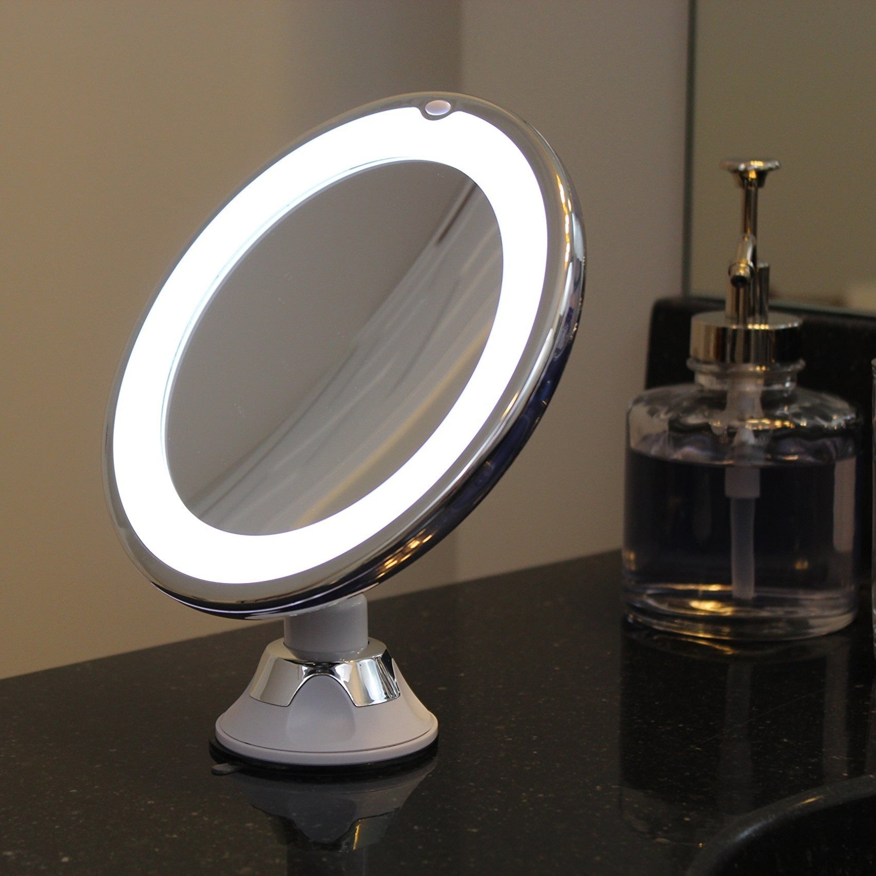 Make-up zrcátko s osvětlením | 10× zvětšení | LED prstenec, otočný o 360° | GlowMirror