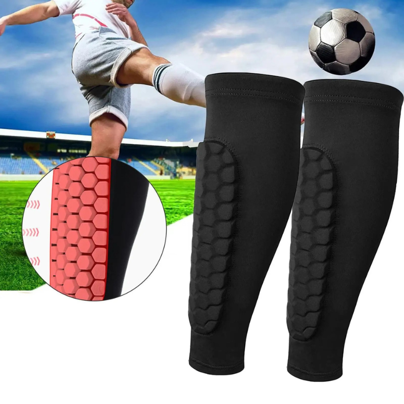 Schienbeinschoner Fußball Wabendesign | Kompressionstechnologie für Muskelstabilität | Atmungsaktiv und Rutschfest, 1 Paar 1