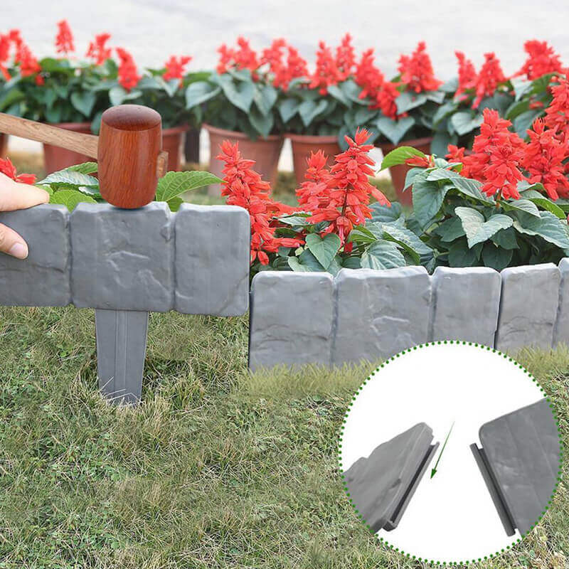 Zahradní plot | Plast s přírodním kamenem | Odolný proti povětrnostním vlivům, obruba záhonu | Stonedge