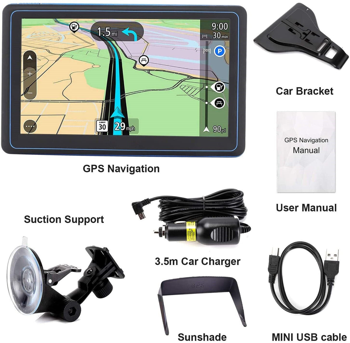 GPS-Navigationssystem 7 Zoll Touchscreen | Europakarten, Saugnapfhalterung inklusive | Für Auto und Lkw geeignet 8