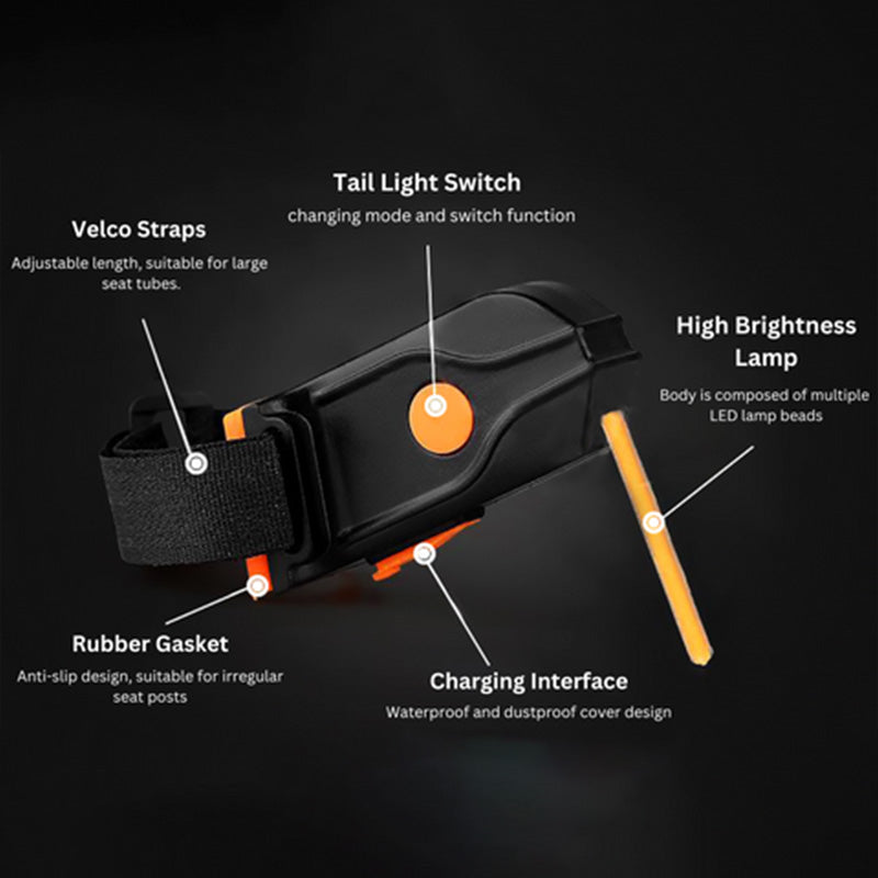 LED Fahrrad-Rücklicht USB-Aufladbar | 40 Lumen Leuchtkraft, 5 Farben | 2er Set mit Ladekabel und Befestigungsriemen 8