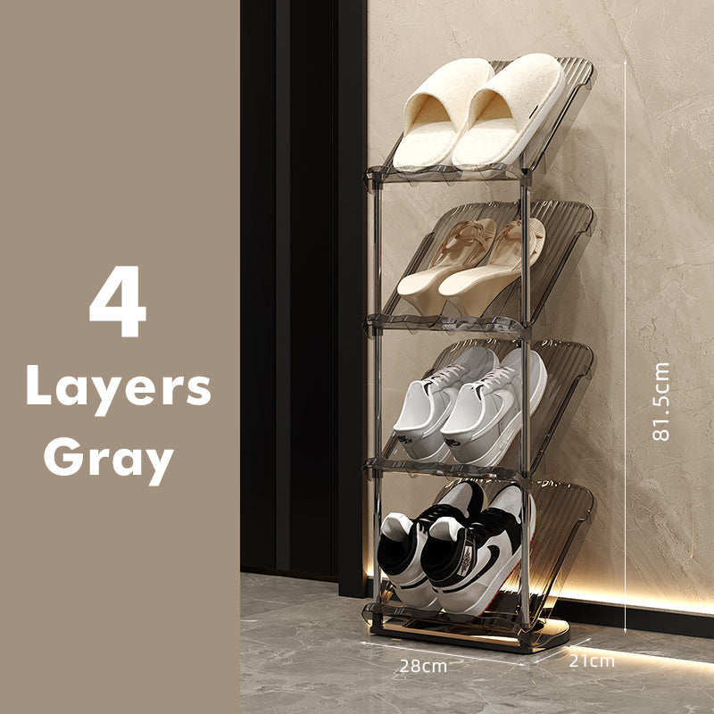 Luxe Transparente Robuste Mehrschichtige Schuhregal | Edelstahl & PET | Platzsparend | Clearstep
