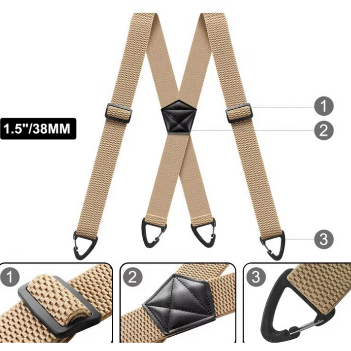 Herre seler med X-formet rygg og krokklips | 3,8 cm brede elastiske bånd | StrapWorks
