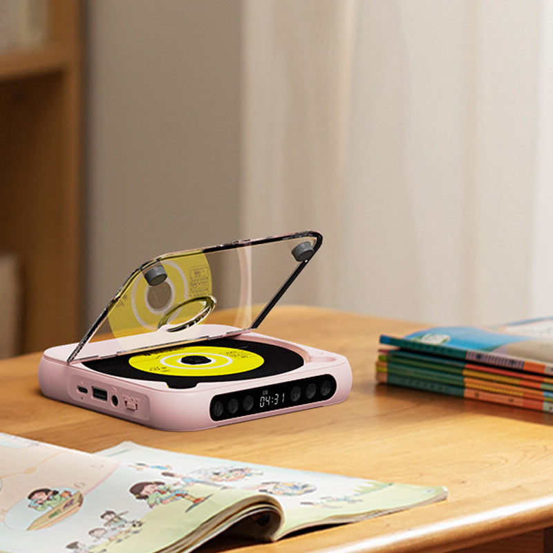 Bærbar Bluetooth-cd-afspiller | Trådløs streaming og afspilning af cd’er | med fjernbetjening | RetroSpin