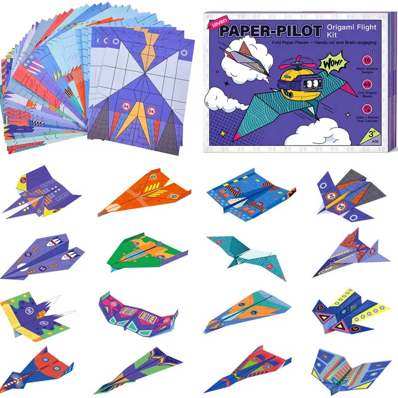 Papierflugzeug Bastelset DIY | 16 Teile, 28 x 21 x 0,4 cm | Kreatives MINT-Lernspielzeug, bildschirmfrei für Kinder 9