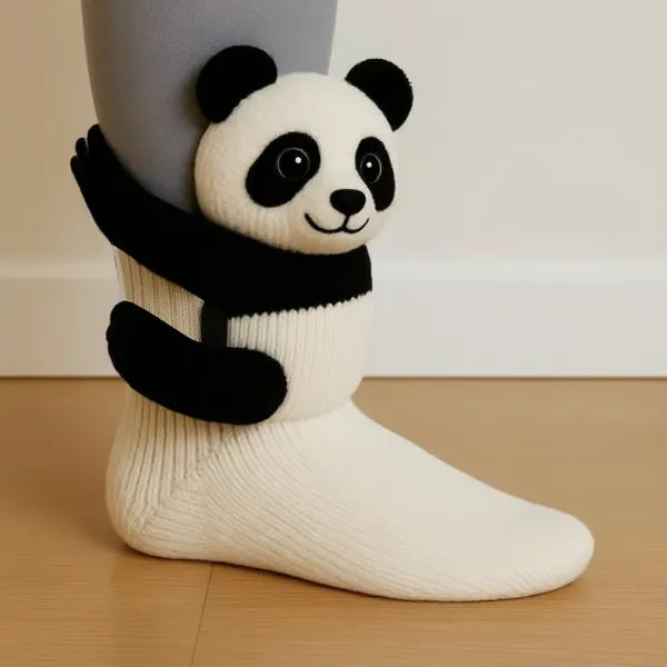 Tier-Socken Damen gestrickt atmungsaktiv dehnbar mit 3D-Plüschform