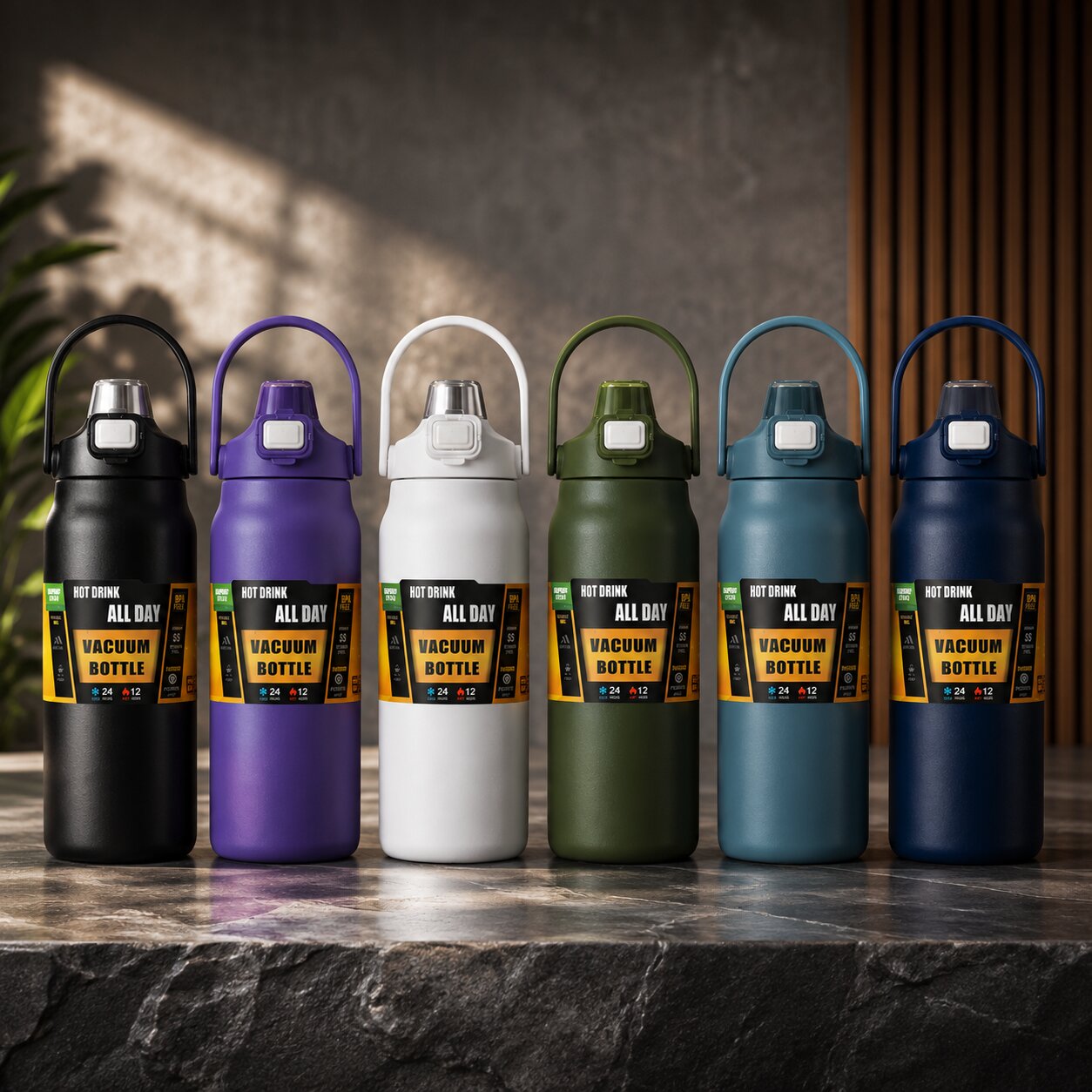 Thermosflasche mit Strohhalm | Edelstahl | Isoliert für Büro, Sport & Reisen | ThermoFlow