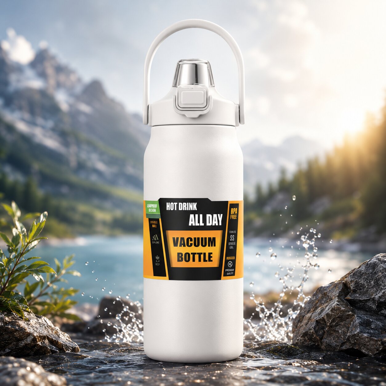 Thermosflasche mit Strohhalm | Edelstahl | Isoliert für Büro, Sport & Reisen | ThermoFlow