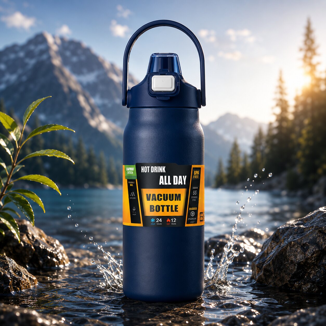 Thermosflasche mit Strohhalm | Edelstahl | Isoliert für Büro, Sport & Reisen | ThermoFlow