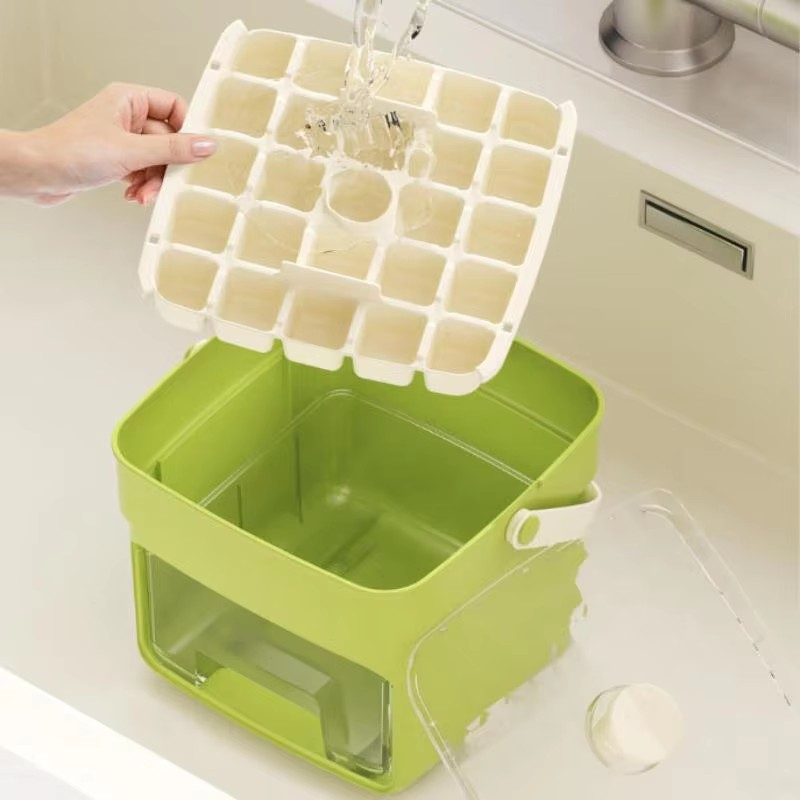 Jääpalamuotti säilytysrasiolla | Paina kuutiot helposti ulos | Jääpalasäilytyslaatikko | FrostBox