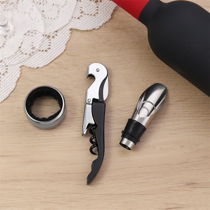 Wein Geschenkset Edelstahl & Aluminium 5-teilig | Flaschenbox mit Magnetverschluss | Ideales Geschenk für Weinliebhaberinnen 7