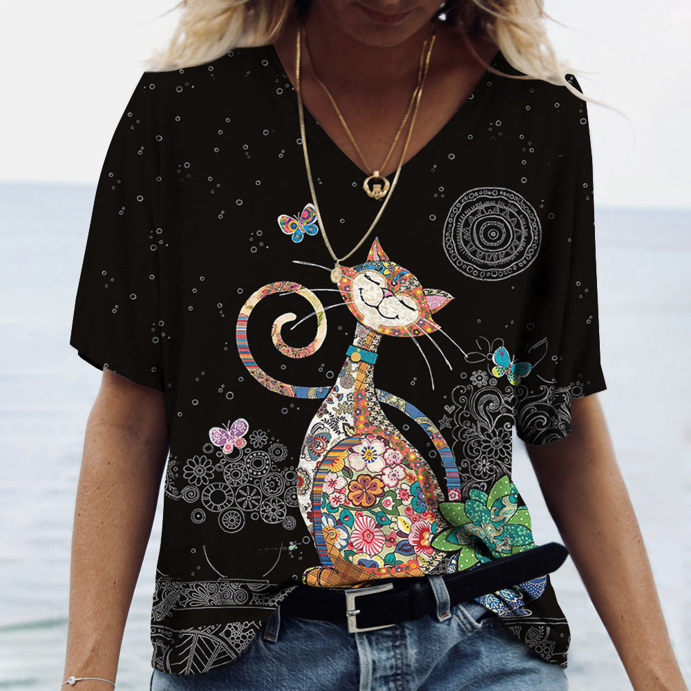 Fiona™ - T-Shirt mit Katzenaufdruck