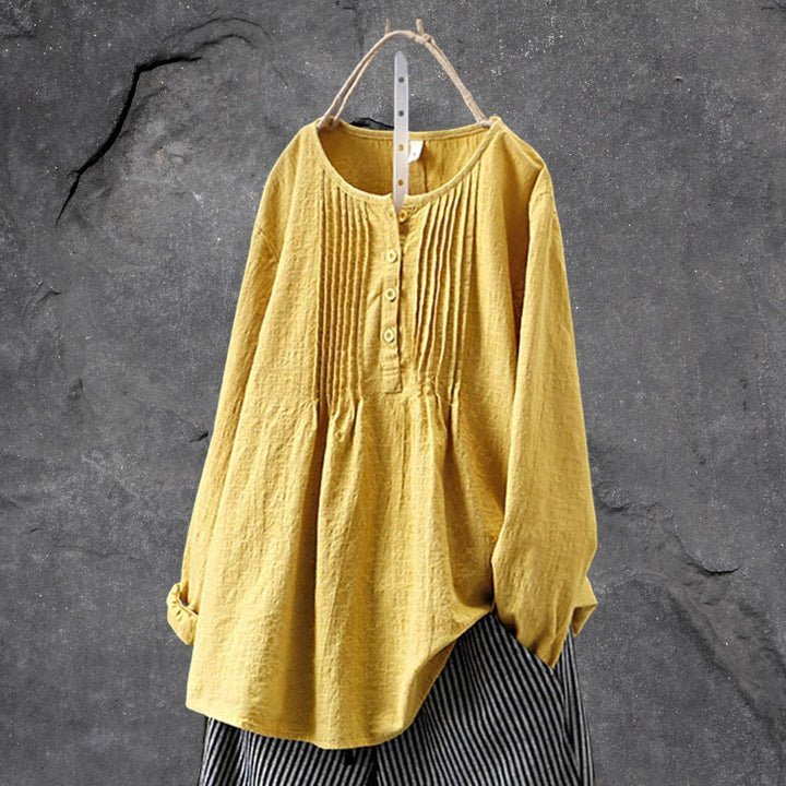 Ines™ - Langärmelige Bluse mit Faltenwurf