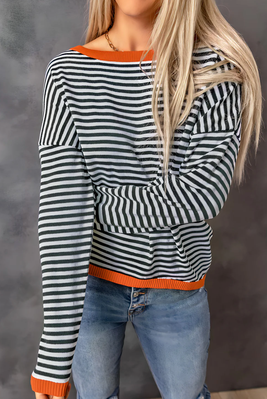Jolie™ - Gestreifter Pullover mit geraden Schultern
