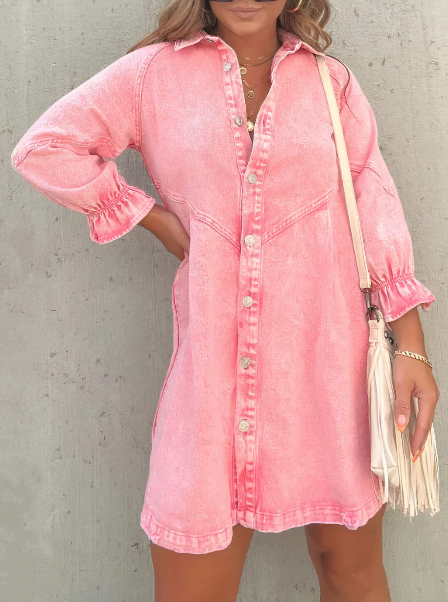 LINDA™ - Denim jurk met lange mouwen